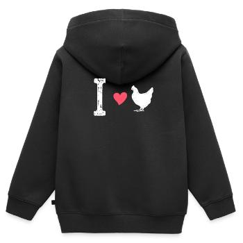 Poulet poulet poussin - Sweat Premium à capuche zippé enfant bio - noir - Dos - AI Model Kid Male (0cm)