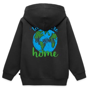 Earth Day - Tag der Erde - Kinder Premium Organic Zip Hoodie - Schwarz - Hinten - AI Model Kid Male (0cm)
