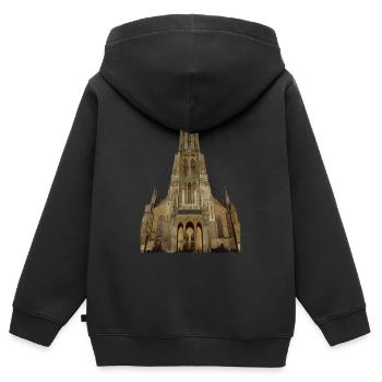 Ulm Minster - Sweat Premium à capuche zippé enfant bio - noir - Dos - AI Model Kid Male (0cm)