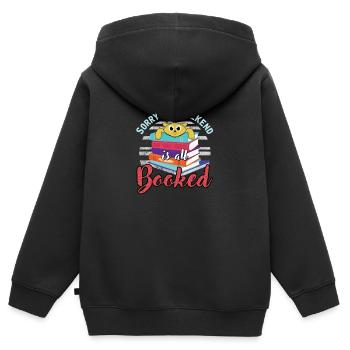 Mein Wochenende ist gebucht Bookworms Readers - Kinder Premium Organic Zip Hoodie - Schwarz - Hinten - AI Model Kid Male (0cm)