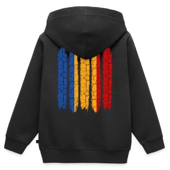 Trendy Tschad Modern Nationalfarben Geschenkidee - Kinder Premium Organic Zip Hoodie - Schwarz - Hinten - AI Model Kid Male (0cm)