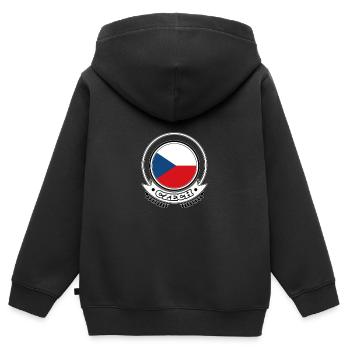 République tchèque Prague Europe UE Euro - Sweat Premium à capuche zippé enfant bio - noir - Dos - AI Model Kid Male (0cm)