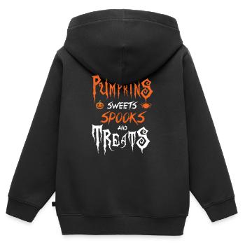 Citrouilles Bonbons Spooks Trick Or Treat Halloween - Sweat Premium à capuche zippé enfant bio - noir - Dos - AI Model Kid Male (0cm)