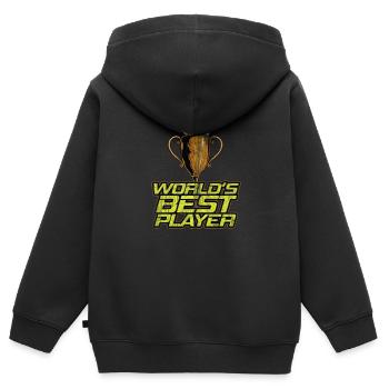 Fussball Sport Tor Meisterschaft Pokal - Kinder Premium Organic Zip Hoodie - Schwarz - Hinten - AI Model Kid Male (0cm)