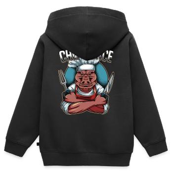 Chefkoch Wildschwein Küchenmesser Koch Geschenk - Kinder Premium Organic Zip Hoodie - Schwarz - Hinten - AI Model Kid Male (0cm)