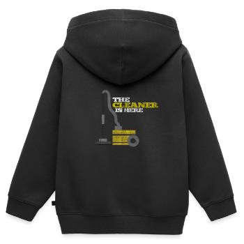 Concierge aspirateur - Sweat Premium à capuche zippé enfant bio - noir - Dos - AI Model Kid Male (0cm)