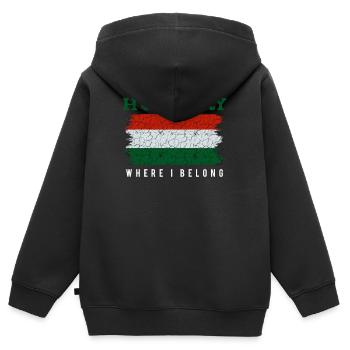 Ungarn - Kinder Premium Organic Zip Hoodie - Schwarz - Hinten - AI Model Kid Male (0cm)