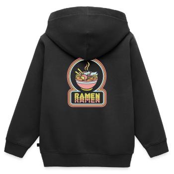 Cool Vintage Ramen Illustration - Sweat Premium à capuche zippé enfant bio - noir - Dos - AI Model Kid Male (0cm)