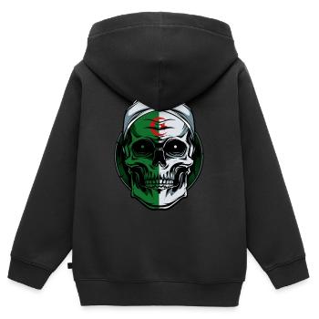 Crâne République Algérienne Démocratique - Sweat Premium à capuche zippé enfant bio - noir - Dos - AI Model Kid Male (0cm)
