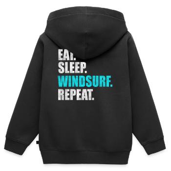 Windsurffer Windsurffer Windsurfing cadeau - Sweat Premium à capuche zippé enfant bio - noir - Dos - AI Model Kid Male (0cm)