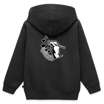 Compositeur artiste musique - Sweat Premium à capuche zippé enfant bio - noir - Dos - AI Model Kid Male (0cm)