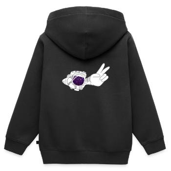 Peace Astronaut - Sweat Premium à capuche zippé enfant bio - noir - Dos - AI Model Kid Male (0cm)