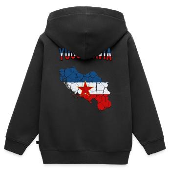 Bundesrepublik Jugoslawien Länderumriss Geschenk - Kinder Premium Organic Zip Hoodie - Schwarz - Hinten - AI Model Kid Male (0cm)