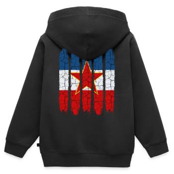 Trendy Jugoslawien Cool Nationalfarben Geschenk - Kinder Premium Organic Zip Hoodie - Schwarz - Hinten - AI Model Kid Male (0cm)