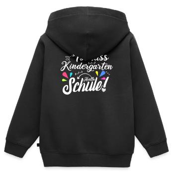Tschüss Kindergarten - Hallo Schule Spruch - Kinder Premium Organic Zip Hoodie - Schwarz - Hinten - AI Model Kid Male (0cm)