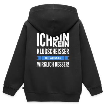 Lustige Sprüche Klugscheisser Angeben Geschenk - Kinder Premium Organic Zip Hoodie - Schwarz - Hinten - AI Model Kid Male (0cm)
