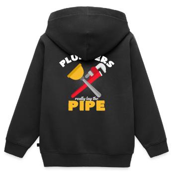Klempner - Kinder Premium Organic Zip Hoodie - Schwarz - Hinten - AI Model Kid Male (0cm)