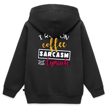 Kaffee Lippenstift - Kinder Premium Organic Zip Hoodie - Schwarz - Hinten - AI Model Kid Male (0cm)