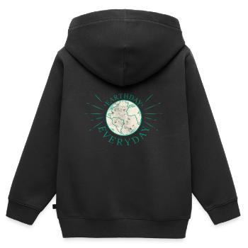 Erdkugel mit umweltfreundlichem Slogan - Kinder Premium Organic Zip Hoodie - Schwarz - Hinten - AI Model Kid Male (0cm)