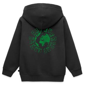 Global Earth Consciousness Design - Kids Premium Organic Zip-up Hoodie - black - Back - AI Model Kid Male (0cm)