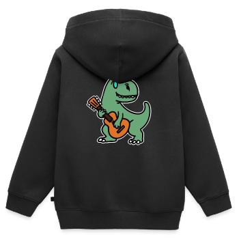 Gitarre Gittarist Dino Musik Musikschule - Kinder Premium Organic Zip Hoodie - Schwarz - Hinten - AI Model Kid Male (0cm)