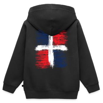 République Dominicaine - Sweat Premium à capuche zippé enfant bio - noir - Dos - AI Model Kid Male (0cm)