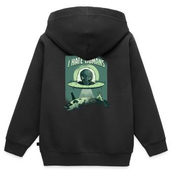 Scientifique de la planète Galaxy Planet - Sweat Premium à capuche zippé enfant bio - noir - Dos - AI Model Kid Male (0cm)