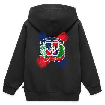 République dominicaine - Sweat Premium à capuche zippé enfant bio - noir - Dos - AI Model Kid Male (0cm)