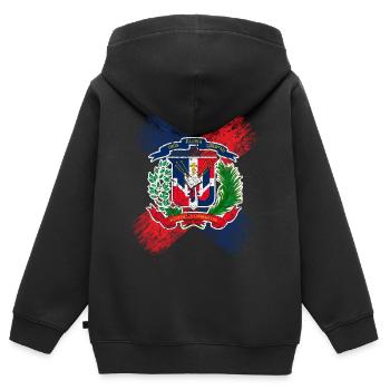 République dominicaine - Sweat Premium à capuche zippé enfant bio - noir - Dos - AI Model Kid Male (0cm)