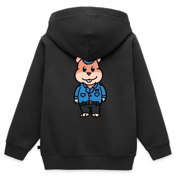 Polizei Hamster Polizist Beruf Kinder Kind Cop Job - Kinder Premium Organic Zip Hoodie - Schwarz - Hinten - AI Model Kid Male (0cm)