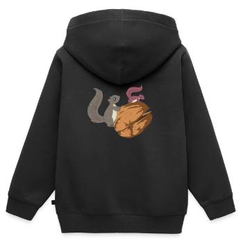 Eichhörnchen und Nuss Haselnuss Baumnuss Eichel - Kinder Premium Organic Zip Hoodie - Schwarz - Hinten - AI Model Kid Male (0cm)