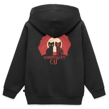 Le Chat de Schrodinger I Funny Dead or Alive - Sweat Premium à capuche zippé enfant bio - noir - Dos - AI Model Kid Male (0cm)