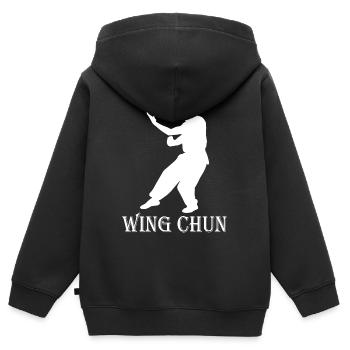 wing chun geschenk shirt - Kinder Premium Organic Zip Hoodie - Schwarz - Hinten - AI Model Kid Male (0cm)
