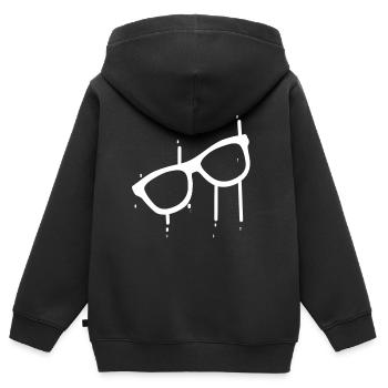 Brille - Kinder Premium Organic Zip Hoodie - Schwarz - Hinten - AI Model Kid Male (0cm)
