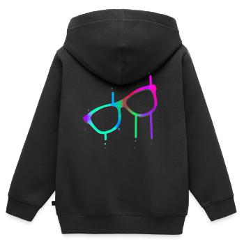 Brille - Kinder Premium Organic Zip Hoodie - Schwarz - Hinten - AI Model Kid Male (0cm)