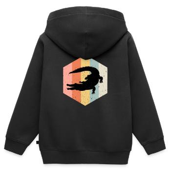 Krokodil Aligator Raubtier Reptilien Geschenk - Kinder Premium Organic Zip Hoodie - Schwarz - Hinten - AI Model Kid Male (0cm)