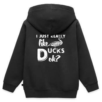 Ente Teich Enten schwimmen auf dem See - Kinder Premium Organic Zip Hoodie - Schwarz - Hinten - AI Model Kid Male (0cm)