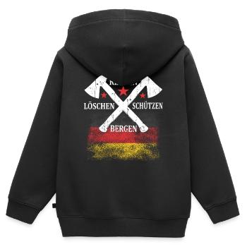 Feuerwehr Löschen Retten Bergen Schützen Geschenk - Kinder Premium Organic Zip Hoodie - Schwarz - Hinten - AI Model Kid Male (0cm)