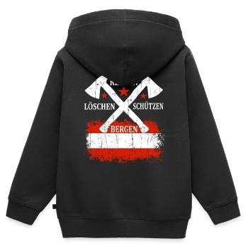 Feuerwehr Löschen Retten Bergen Schützen Geschenk - Kinder Premium Organic Zip Hoodie - Schwarz - Hinten - AI Model Kid Male (0cm)