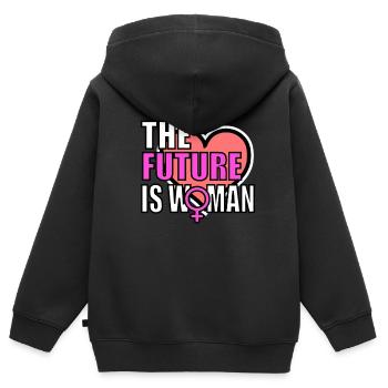 weibliche Revolution Frauen power Feministin - Kinder Premium Organic Zip Hoodie - Schwarz - Hinten - AI Model Kid Male (0cm)