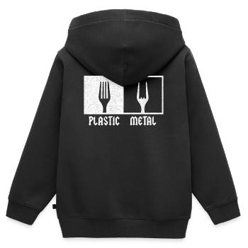 Plastic Metal Music Pommesgabel Festival Rock Fans - Kinder Premium Organic Zip Hoodie - Schwarz - Hinten - AI Model Kid Male (0cm)