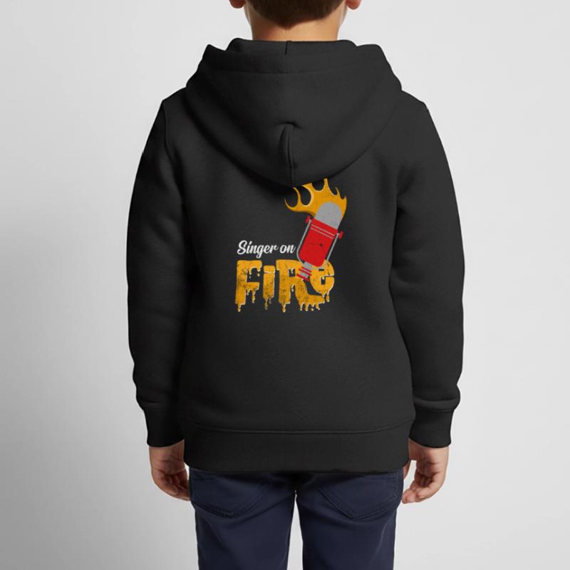 Singer On Fire Microphone Musical Gift Idea Kids Premium Organic Zip-up Hoodie