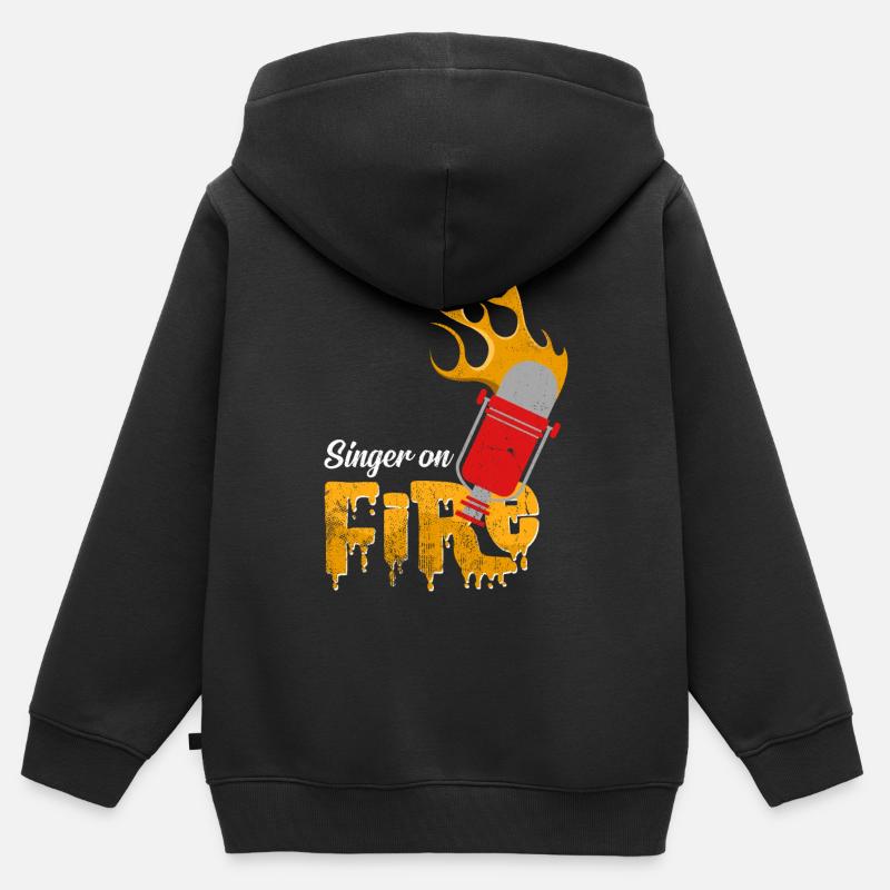 Idée cadeau musical pour le chanteur sur le microphone - Sweat Premium à capuche zippé enfant bio - noir