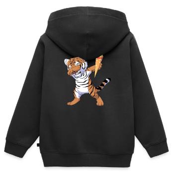 Écolier tamponner - Sweat Premium à capuche zippé enfant bio - noir - Dos - AI Model Kid Male (0cm)