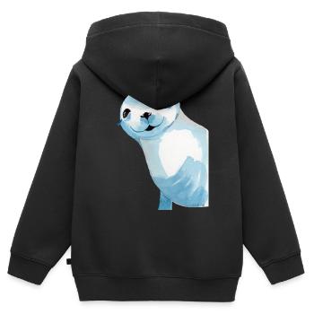Robbe Seehund Tier Raubtier schwimmen Geschenk - Kinder Premium Organic Zip Hoodie - Schwarz - Hinten - AI Model Kid Male (0cm)