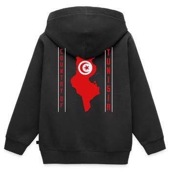 Tunesien - Kinder Premium Organic Zip Hoodie - Schwarz - Hinten - AI Model Kid Male (0cm)