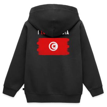 Tunesien - Kinder Premium Organic Zip Hoodie - Schwarz - Hinten - AI Model Kid Male (0cm)