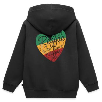Reggae is my heart and soul - Kinder Premium Organic Zip Hoodie - Schwarz - Hinten - AI Model Kid Male (0cm)