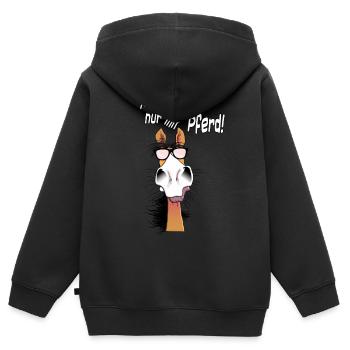 Mich gibts nur mit Pferde - Kinder Premium Organic Zip Hoodie - Schwarz - Hinten - AI Model Kid Male (0cm)