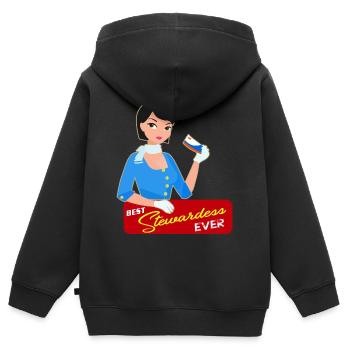 Stewardess Flugbegleiterin Geschenk - Kinder Premium Organic Zip Hoodie - Schwarz - Hinten - AI Model Kid Male (0cm)
